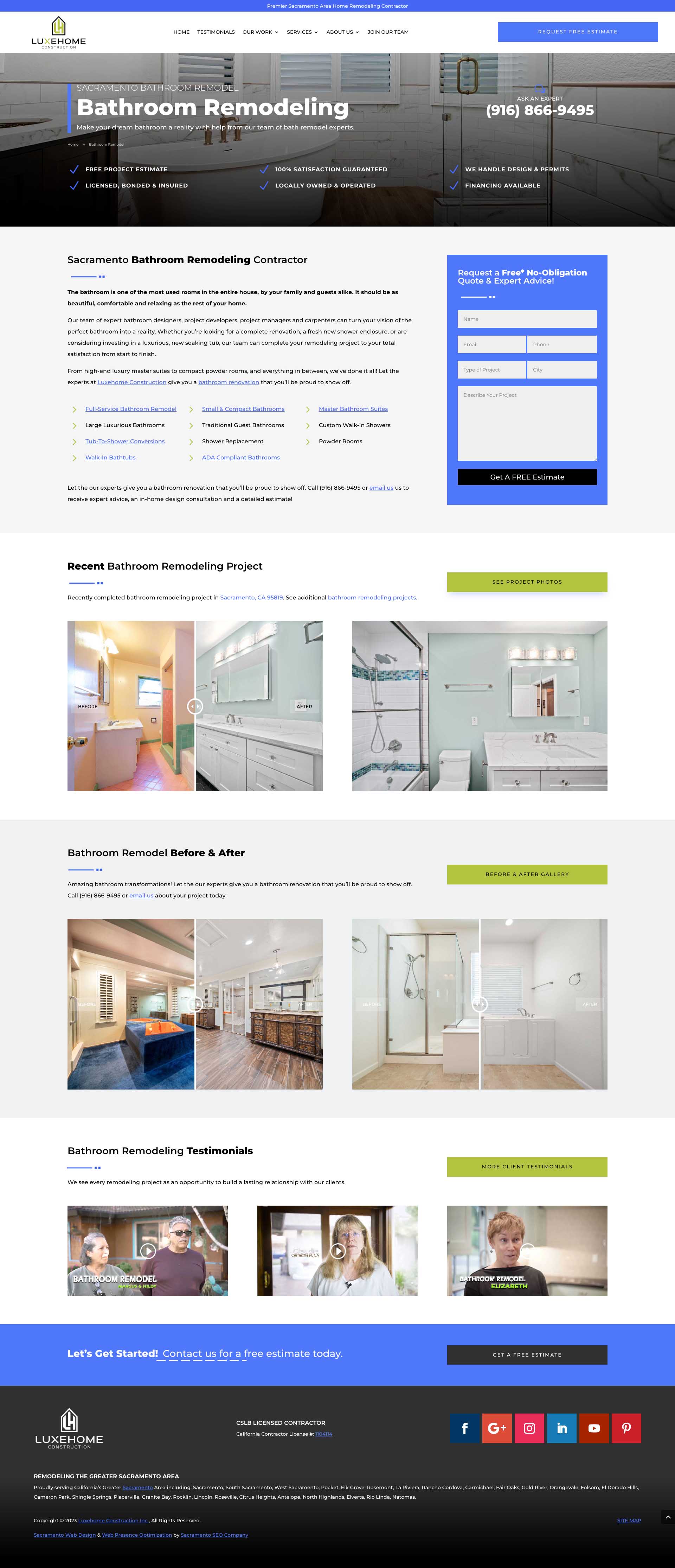 Luxehome Construction - Bathroom Remodel Service Page