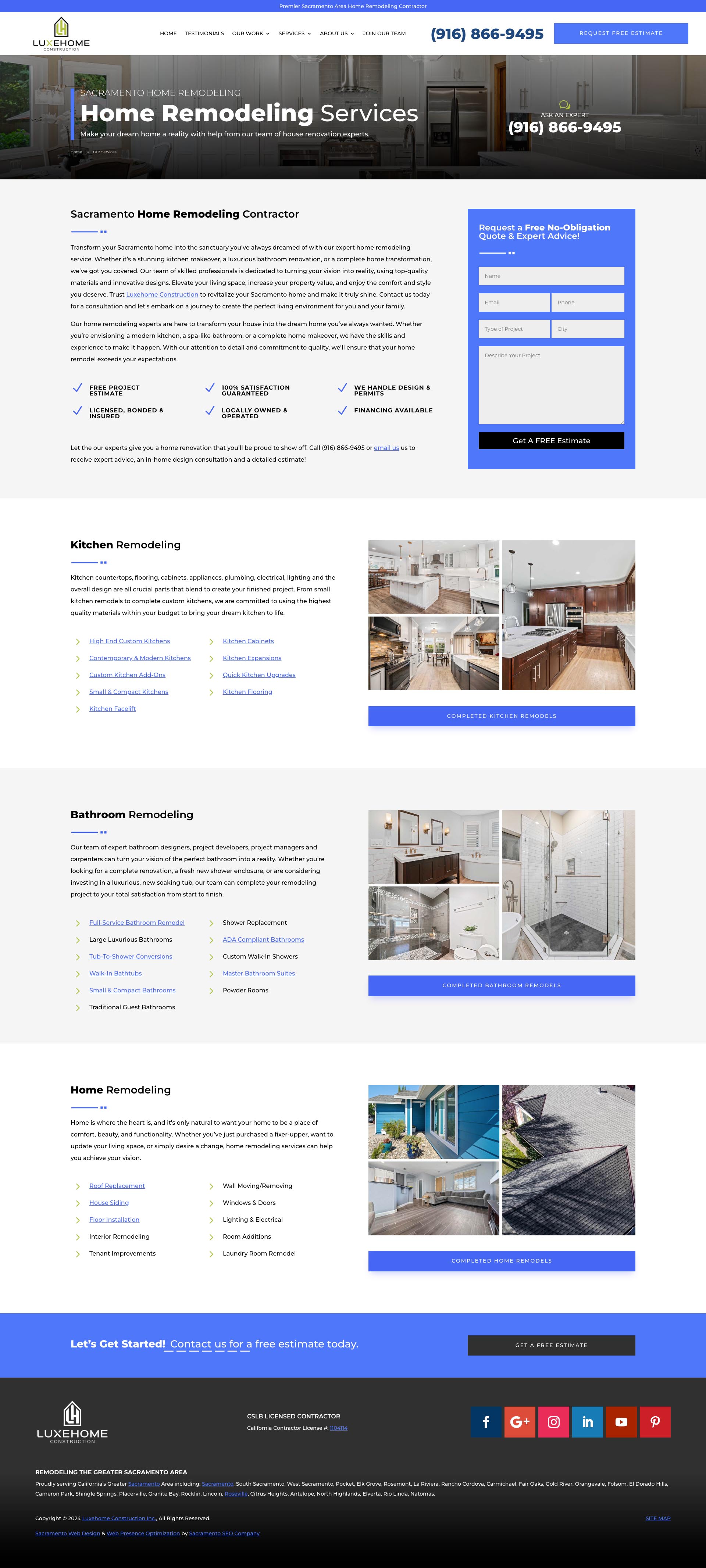 Luxehome Construction - Services Page