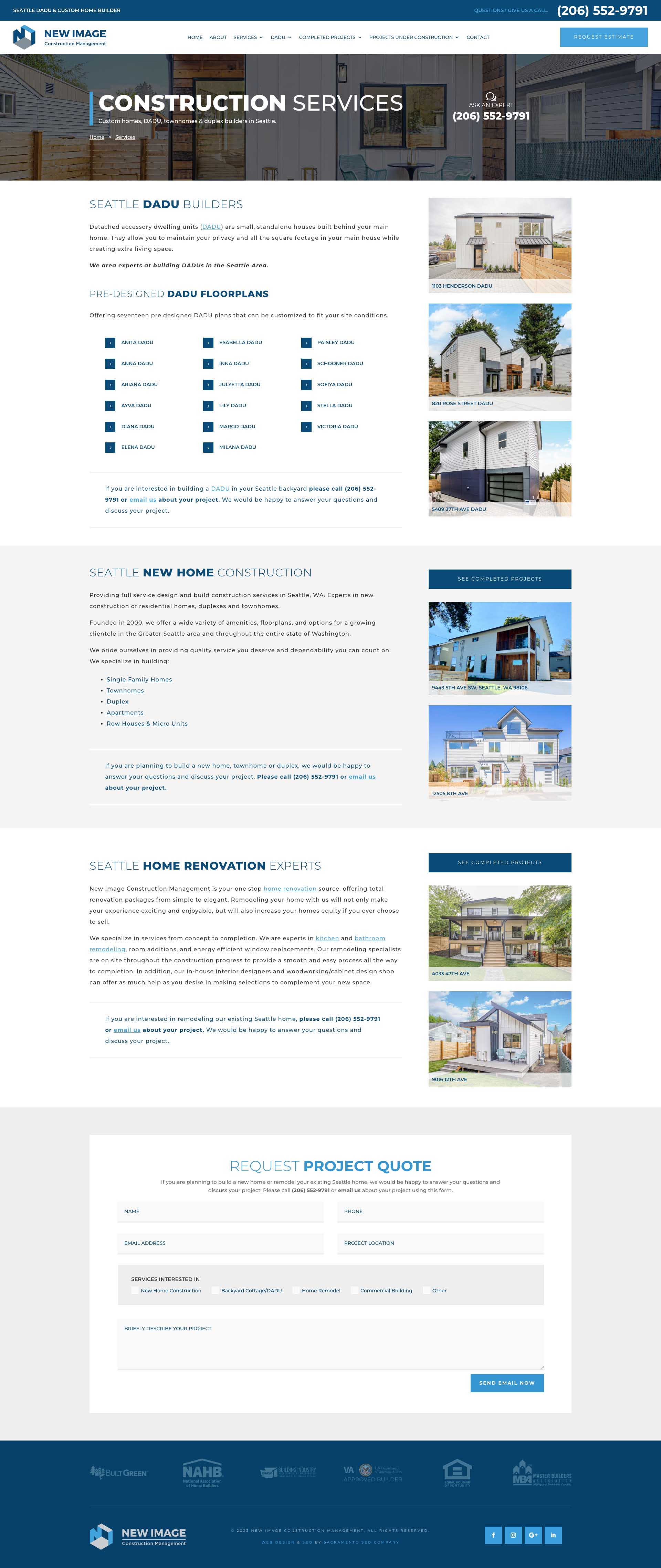 New Image Construction - Services Page