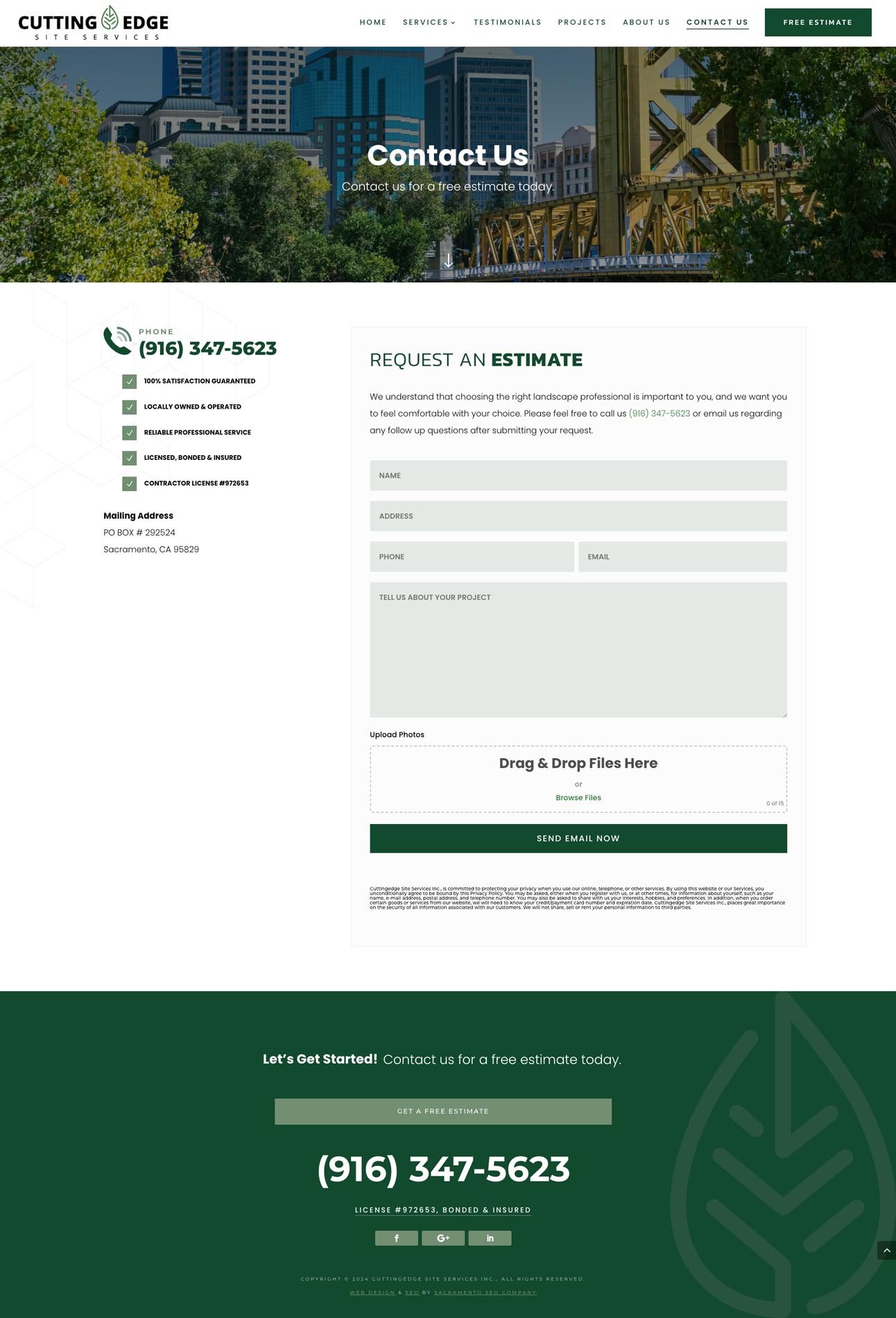 Web Design Company in Sacramento- Cutting Edge Site Services - Contact Page