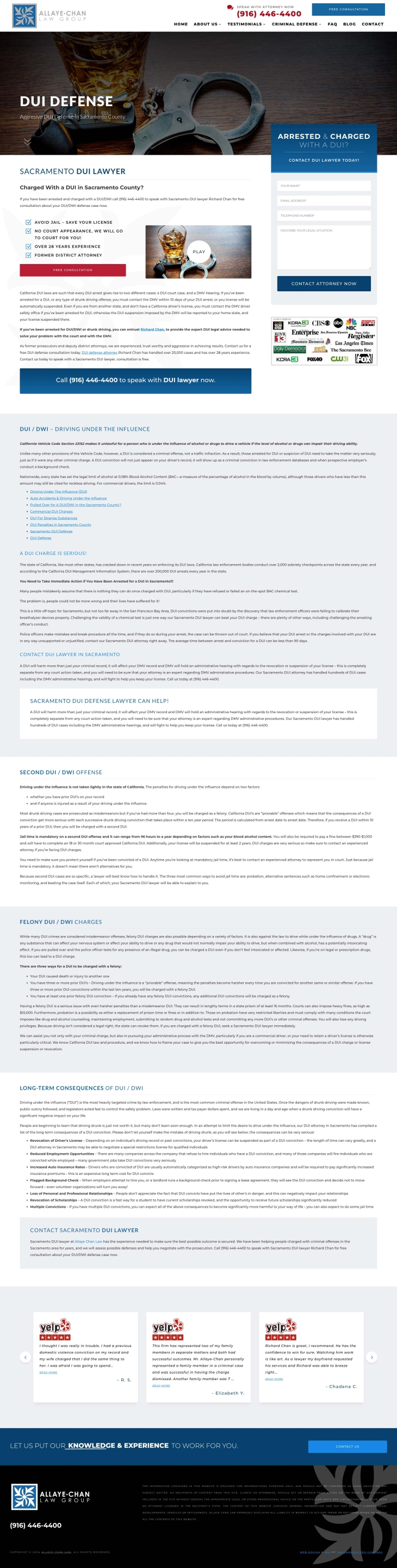 Web Design Sacramento - Criminal Lawyer - DUI Page