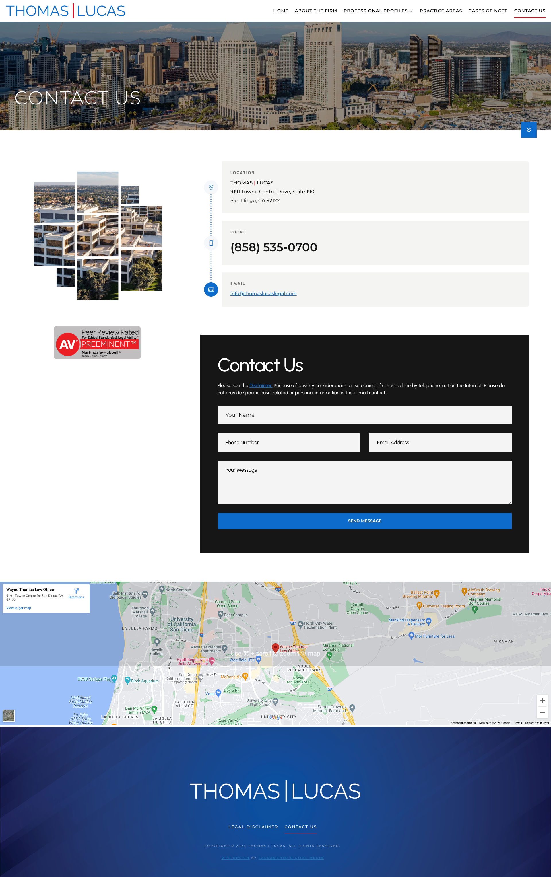 Litigation Law Firm Web Design - Contact Page