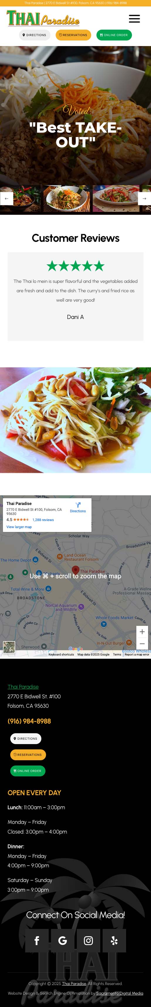 Thai Paradise Homepage Mobile View