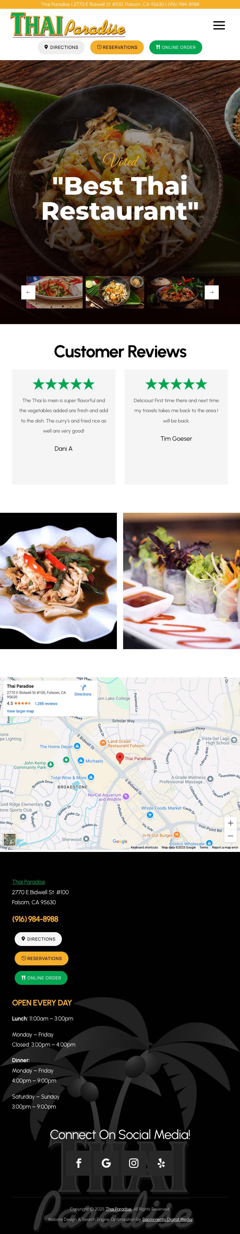 Thai Paradise Homepage Tablet View